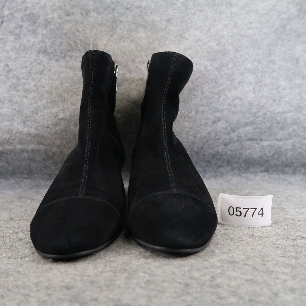 Nine West Shoes Womens 9 Booties Classic Fashion Leather Block Heel Black Zip - Picture 2 of 15